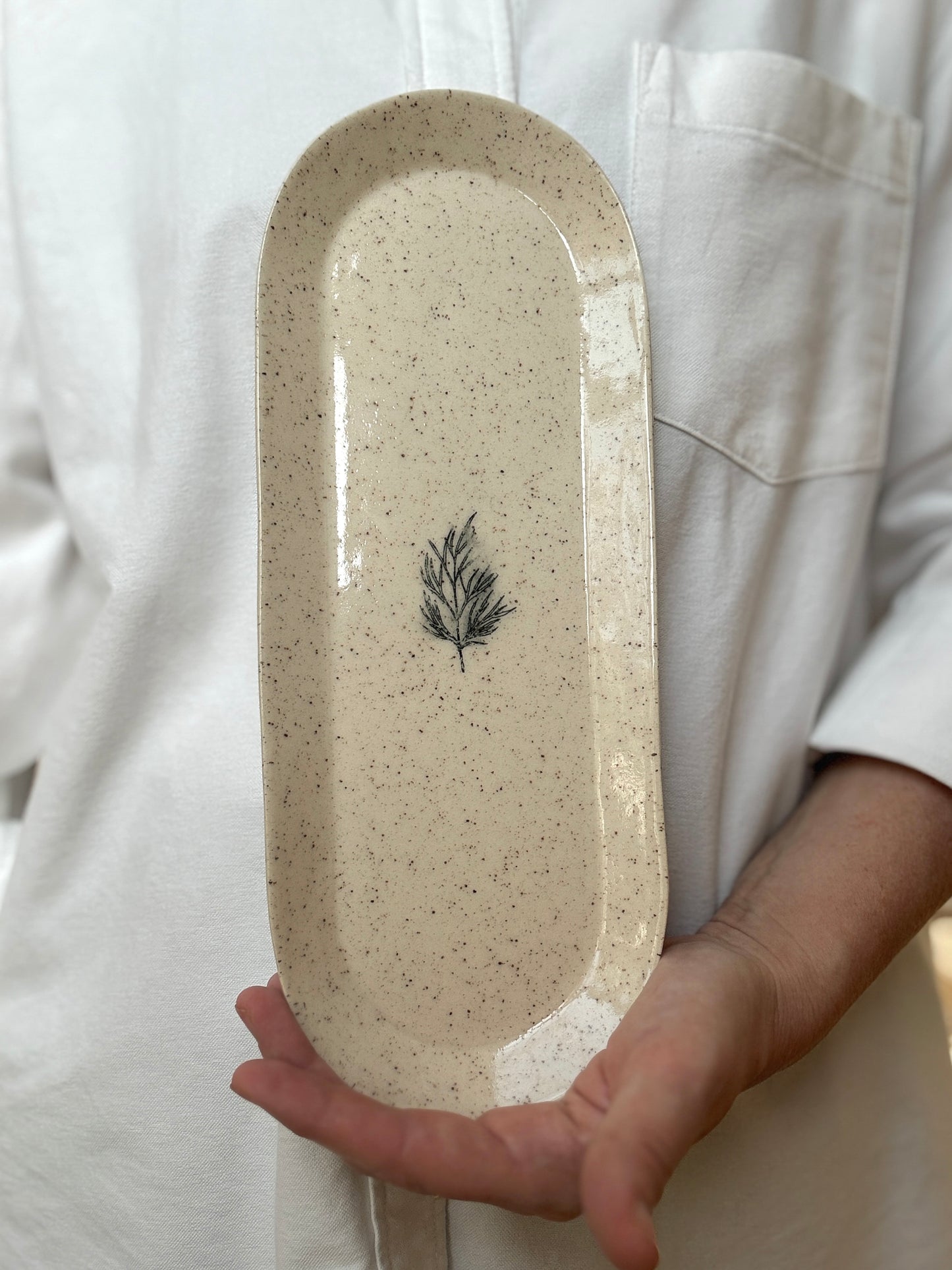 Sea flower oval plate | M