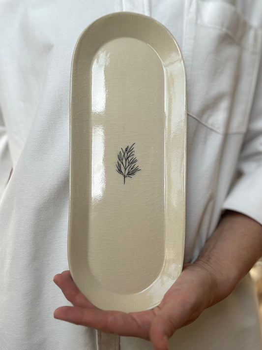 Sea flower oval plate | M