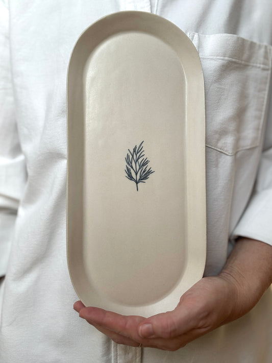 Sea flower oval plate | L