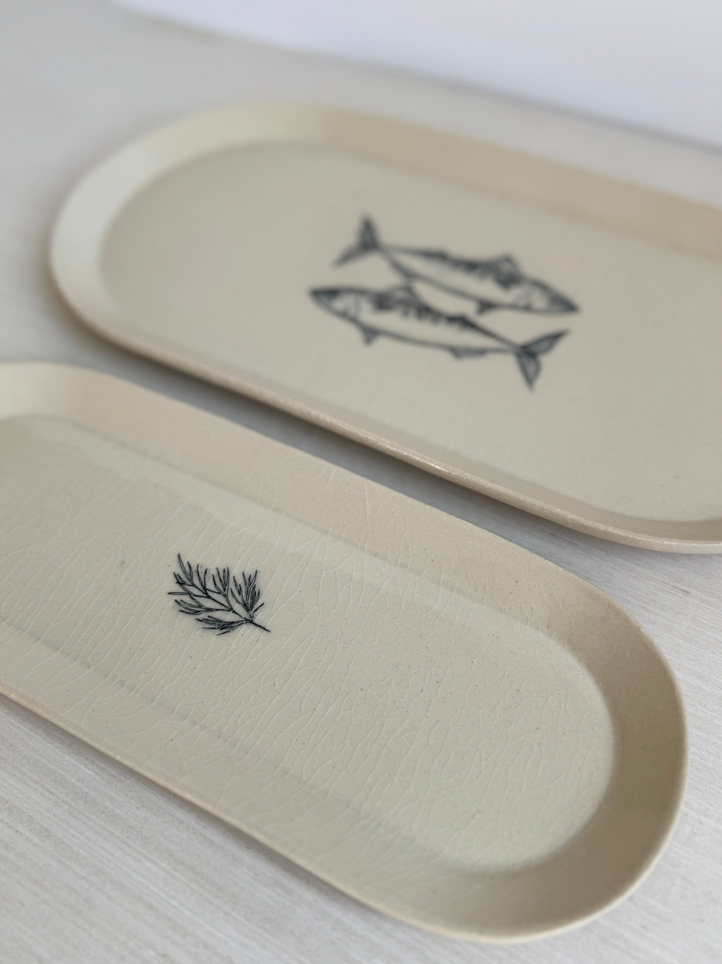 Sea flower oval plate | L