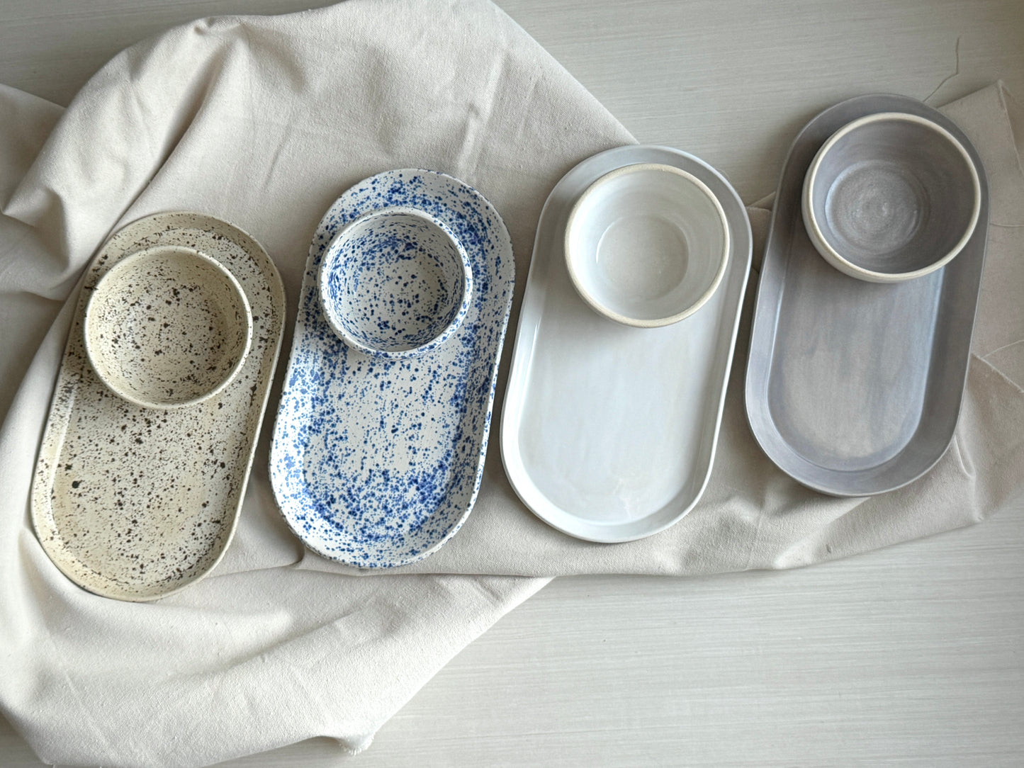 Blue Speckles Bowl & Plate Set